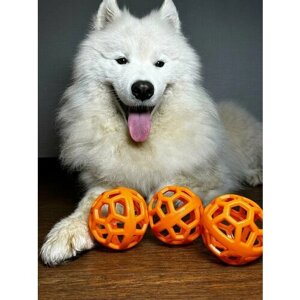 Игрушка для собак. Прочный, прыгучий 9 см мяч из термопластичного каучука оранжевый.