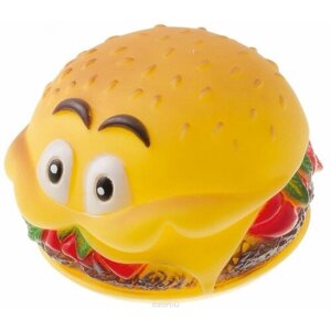 Игрушка для собак V. I. Pet "Гамбургер с глазами", цвет: оранжевый, красный, зеленый, 8 х 6 см. V-302