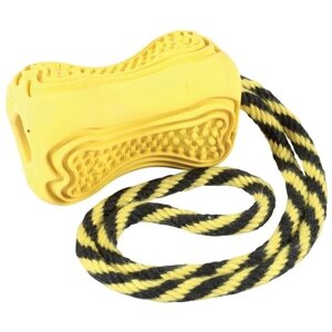 Игрушка для собак ZOLUX Titan кость-кормушка с веревкой 11,5 см, 479111JAU, желтый