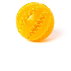 Игрушка мяч для собак резиновый неубиваемый, Чистые клыки, Играй Гуляй, диаметр - 7 см, оранжевый