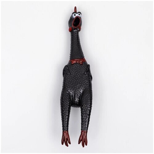 Игрушка пищащая Задумчивая курица XL для собак, 41 см, чёрная