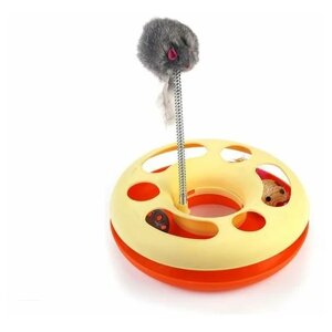 Игрушка трек-круг с мышью на пружине, 25 см х 7,5 см, жёлтый