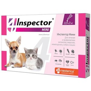 Inspector Mini Капли от блох, клещей и гельминтов для кошек и собак 1 шт. в уп., 1 уп.