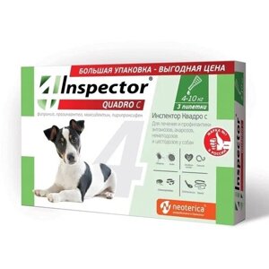 Inspector раствор от блох и клещей Quadro С для собак и кошек от 4 до 10 кг 3 шт. в уп., 1 уп.