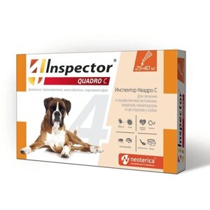 Inspector раствор от блох и клещей Quadro С от 25 до 40 кг для собак и кошек 1 шт. в уп., 1 уп.