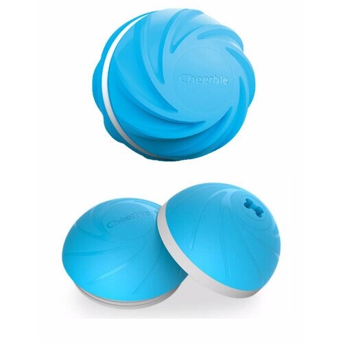 Интерактивная игрушка для собак, мячик дразнилка Cheerble Wicked Ball Cyclone голубой + Доп. Корпус синий