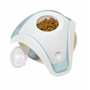 Интерактивная миска-игрушка “Мельница” для кошек, медленное поедание, светло-синяя), Zooone