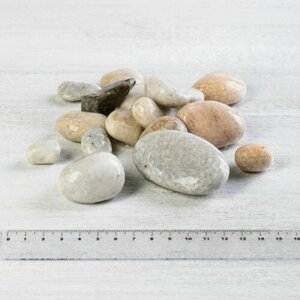 Камень натуральный Галька серый крем 10 кг 40 -70 мм (338). Декоративный грунт