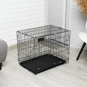 Клетка для собак и кошек, двухъярусная 61 x 42 x 50 см, чёрная