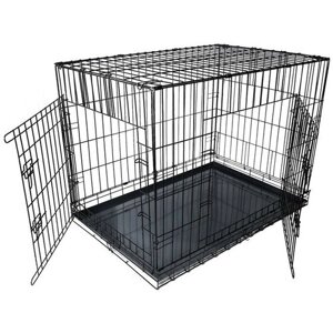 Клетка DogiDom для собак №6 с металлическим поддоном, складная, 121 х 78 х 83 см, черная