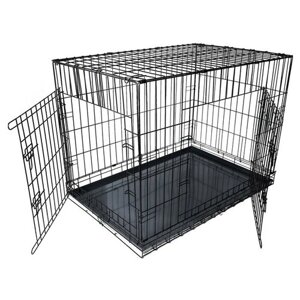 Клетка DogiDom для собак №6 с металлическим поддоном, складная, 121 х 78 х 83 см, черная