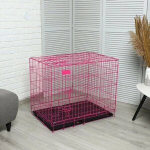 Клетка с люком для собак и кошек, 85 х 60 х 70 см, розовая 9187176
