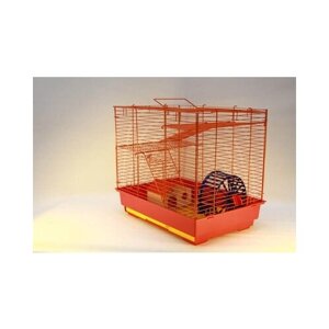 Клетка Yami-Yami Vip 2 этажная с домиком, колесом и миской для грызунов (41 х 30 х 37 см, Оранжевый)