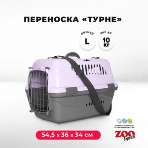 Клиппер-переноска для кошек и собак ZOOexpress Турне 54,5х36х34 см (L), дверца с фиксацией, коврик + ремень, фиолетовая