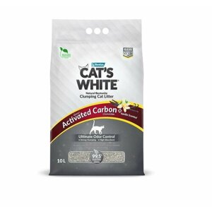 Комкующийся наполнитель Cat's White Activated Carbon Vanilla Ваниль для кошачьего туалета с активированным углем и ароматом 10 л (8.5 кг)