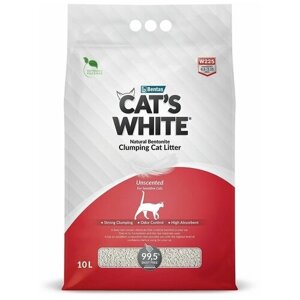 Комкующийся наполнитель для туалета кошек Cat's White Natural 10 л. 8,55 кг. (натуральный)