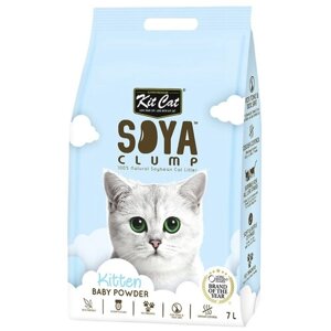 Комкующийся наполнитель Kit Cat Soya Clump Kitten Baby Powder, 7л, 1 шт.