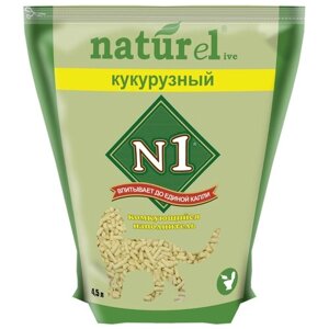 Комкующийся наполнитель N1 Naturel Кукурузный, 4.5л, 1 шт.