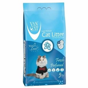 Комкующийся наполнитель VAN CAT Fresh 5 кг для кошачьих туалетов без пыли с ароматом весенней свежести
