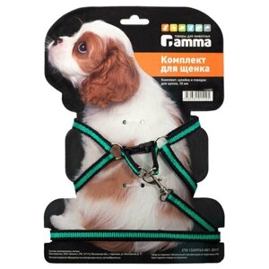 Комплект Gamma Мегаполис шлейка и поводок для щенка для собак (28-34х8,5 см; 1 см х 1,3 м, В ассортименте)
