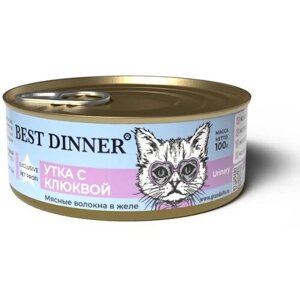 Корм для кошек Best Dinner профилактика МКБ, с уткой, с клюквой 100 г (кусочки в желе)