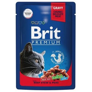 Корм для кошек Brit Premium рагу из говядины и горошком, 85 г, 10 шт