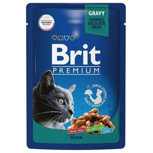 Корм для кошек Brit Premium утка в соусе, 85 г, 10 шт