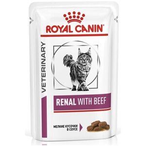Корм для кошек Royal Canin Renal with beef, при проблемах с почками, с говядиной 85 г (кусочки в соусе)