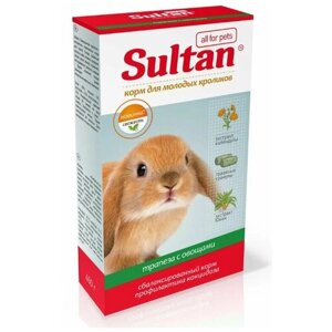 Корм для кроликов молодых Трапеза с овощами / смесь кормовая зерновая для животных / сухой корм для грызунов Sultan 400г