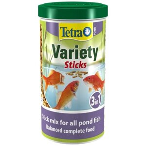 Корм для прудовых рыб Tetra Pond Variety Sticks 1 л, смесь из 3-х видов палочек (10 шт)
