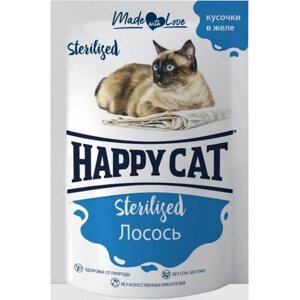 Корм для стерилизованных кошек Happy Cat Sterilisedс лососем 100 г (кусочки в желе)