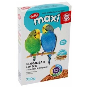Корм для волнистых попугаев ешка "Maxi", основной рацион, 750 г