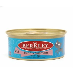 Корм для взрослых кошек Berkley кусочки тунца с лососем 85г, 6 шт
