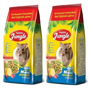 Корм Happy Jungle для декоративных крыс "Основной рацион 5 в 1", 900 г х 2 упаковки