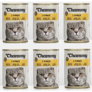 Корм консервированный для кошек Chammy курица в соусе ж/б 415г*6 шт