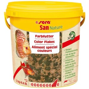 Корм Sera San Nature основной в хлопьях для декоративных рыб, улучшающий окраску (250 мл, 60 г)