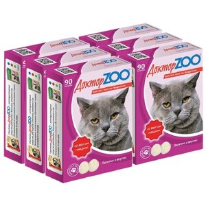 Кормовая добавка Доктор ZOO для кошек Со вкусом говядины и биотином , 90 таб. х 6 уп.