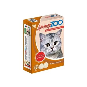Кормовая добавка Доктор ZOO для кошек Со вкусом копченостей и биотином , 90 таб.