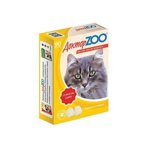 Кормовая добавка Доктор ZOO для кошек Со вкусом сыра и биотином , 90 таб.