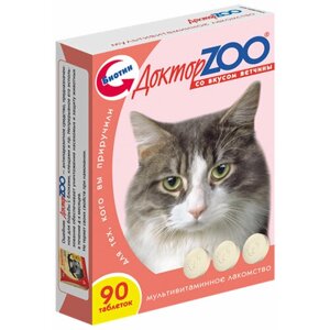 Кормовая добавка Доктор ZOO для кошек Со вкусом ветчины и биотином , 90 таб. х 3 уп.