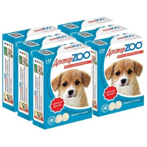 Кормовая добавка Доктор ZOO для собак Здоровый щенок с кальцием , 120 таб. х 6 уп.