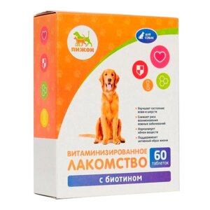 Кормовая добавка Пижон Витаминизированное лакомство с биотином для собак таб. , 60 таб.