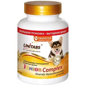 Кормовая добавка с витаминами для щенков, беременных и кормящих сук Unitabs Junior Complex МультиКомплекс с коэнзимом Q10, 200 таб.