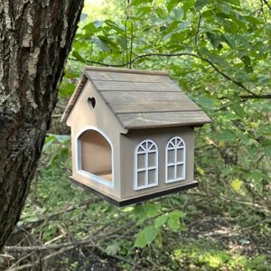 Кормушка для птиц PinePeak / деревянный скворечник для птиц подвесной для дачи и сада, 220х210х170мм