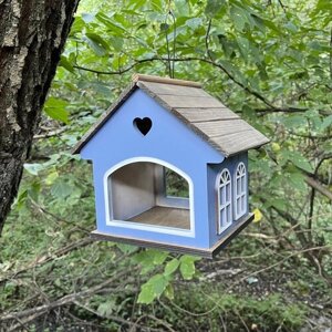 Кормушка для птиц PinePeak / деревянный скворечник для птиц подвесной для дачи и сада, 220х210х170мм