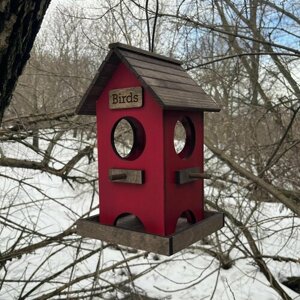 Кормушка для птиц PinePeak / деревянный скворечник для птиц подвесной для дачи и сада, 290х180х180мм