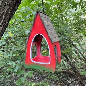 Кормушка для птиц PinePeak / деревянный скворечник для птиц подвесной для дачи и сада, 340х200х180мм