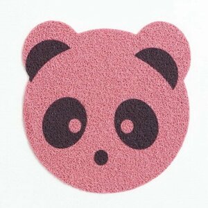 Коврик 2-в-1 под миску/туалет для животных "Панда", 30 x 30 см, розовый