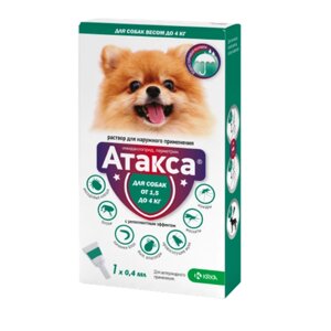 KRKA капли от блох и клещей Атакса для собак от 1.5 до 4 кг 1 шт. в уп., 1 уп.
