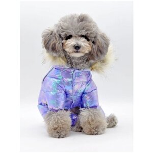 Куртка для собак фиолетовая теплая (Размер: L) грудь собаки 44 см; Длина спинки 29 см